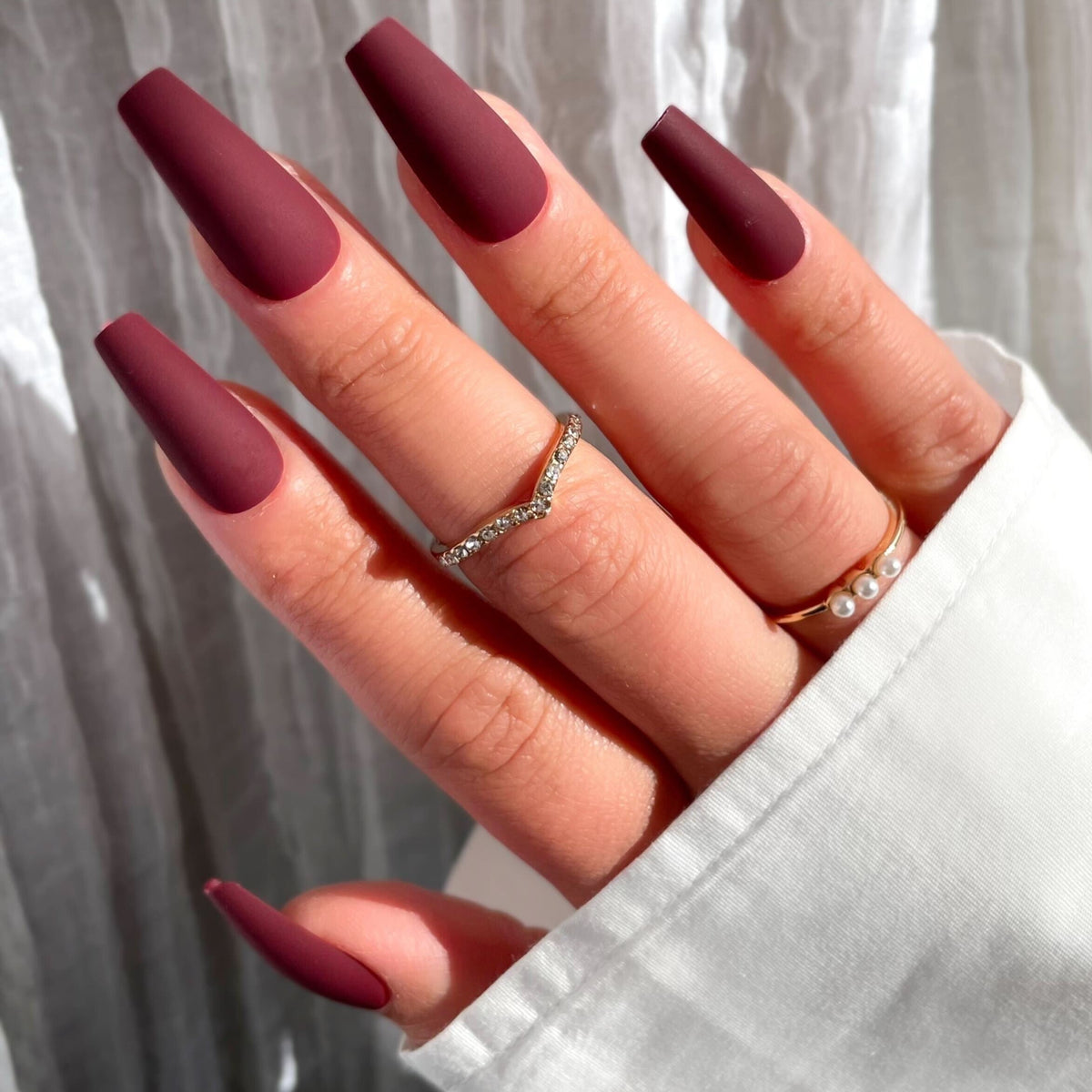 Sculpted Burgundy Nail Chic