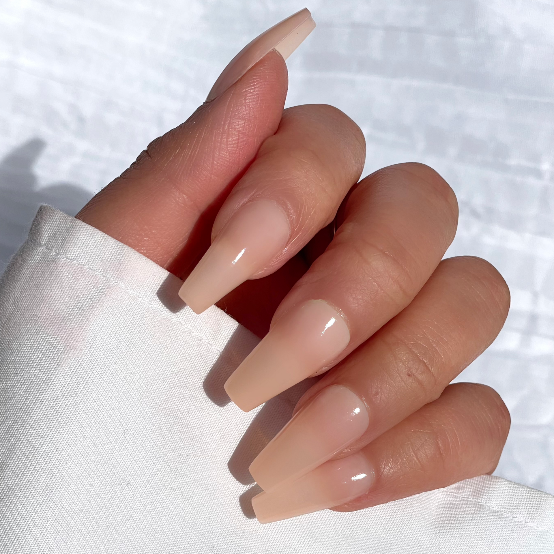 Elegant Nude Satin French Manicure